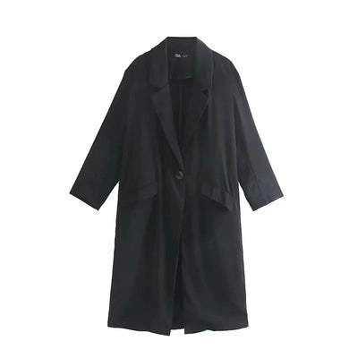 Abrigo Trench Largo Holgado para Primavera - Estilo Urbano Casual - Image 10