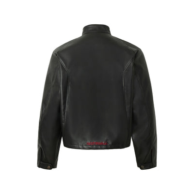 Chaqueta de Cuero Estilo Retro Americano con Detalles de Tartán - Image 49