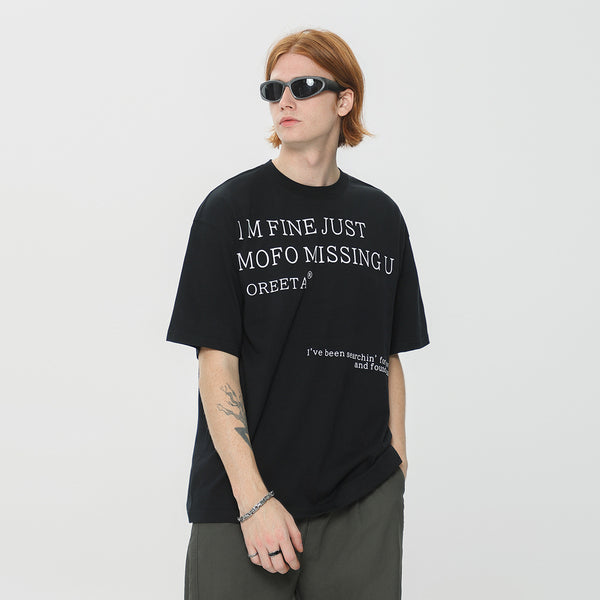 Camiseta de Algodón para Hombre con Estampado Offset
