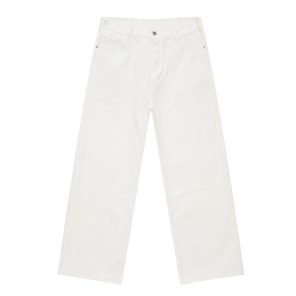 Calça Jeans Masculina Folgada Retrô Estilo Coreano com Cós Elástico