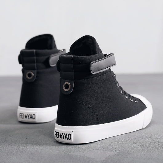 Zapatillas Altas de Lona Negras Estilo Británico para Mujer - Image 7