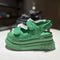 Sandalias Deportivas de Cuero Mujer Verde Plataforma Ligera