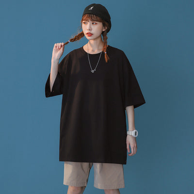 Camiseta Holgada de Algodón para Parejas - Manga Corta Casual