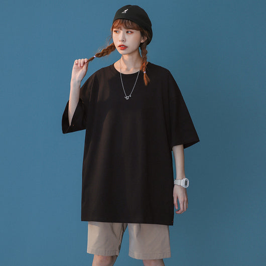 Camiseta Holgada de Algodón para Parejas - Manga Corta Casual
