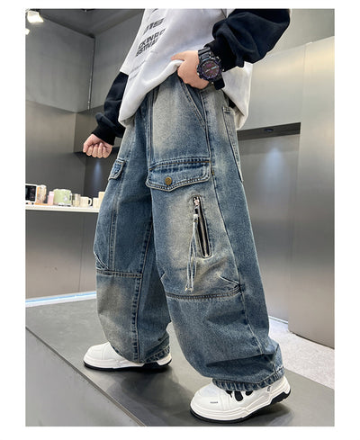 Pantalones Cargo Sueltos para Niños - Jeans Versátiles y Cómodos - Image 21