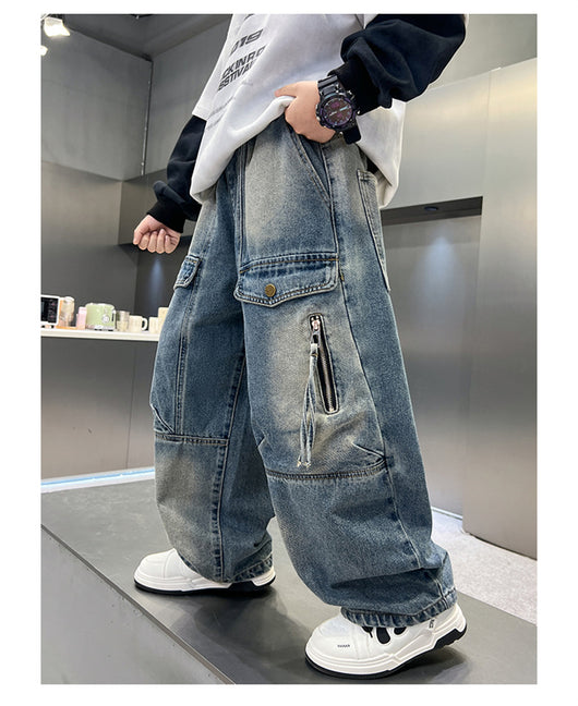 Pantalones Cargo Sueltos para Niños - Jeans Versátiles y Cómodos - Image 21