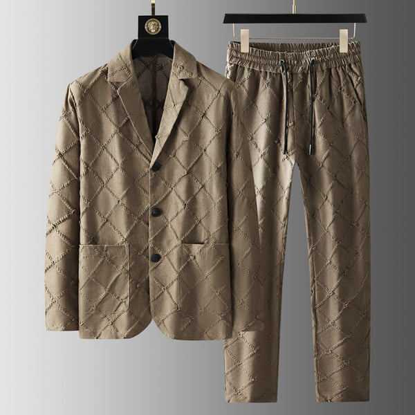 Conjunto de Traje Ejecutivo de Dos Piezas con Cuello Jacquard
