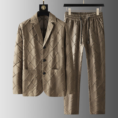 Conjunto de Traje Ejecutivo de Dos Piezas con Cuello Jacquard