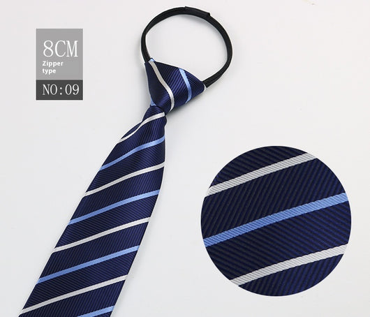 Corbata Negra Rayada Azul con Cierre Rápido - Corbata Ejecutiva Lazy Zip - Image 105