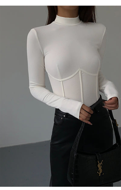 Polera Cuello Alto Negra de Punto para Mujer - Image 8
