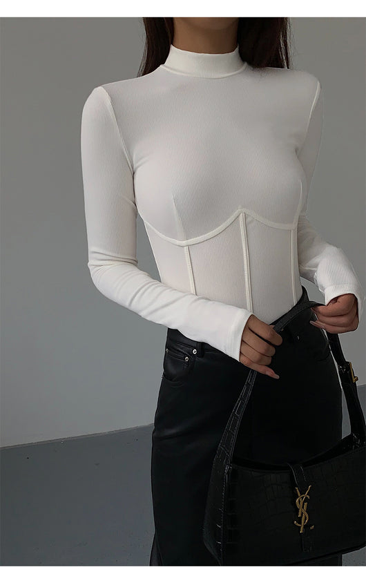 Polera Cuello Alto Negra de Punto para Mujer - Image 8