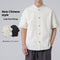 Camisa Estilo Chino con Cuello Mao Desgastado y Lavado Vintage