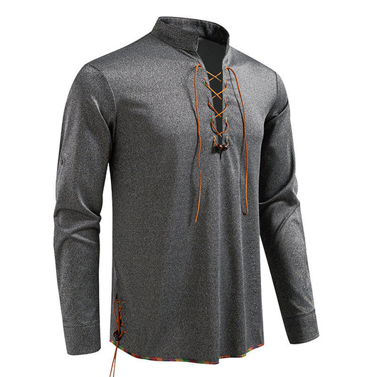 Camiseta Manga Larga con Cuello Alzado y Cordones para Hombre - Image 15