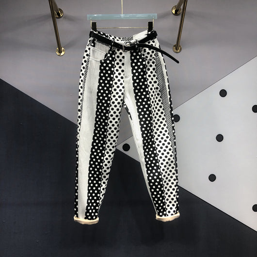 Pantalones Vaqueros Estampados con Lunares y Teñido Versátil para Mujer - Image 14