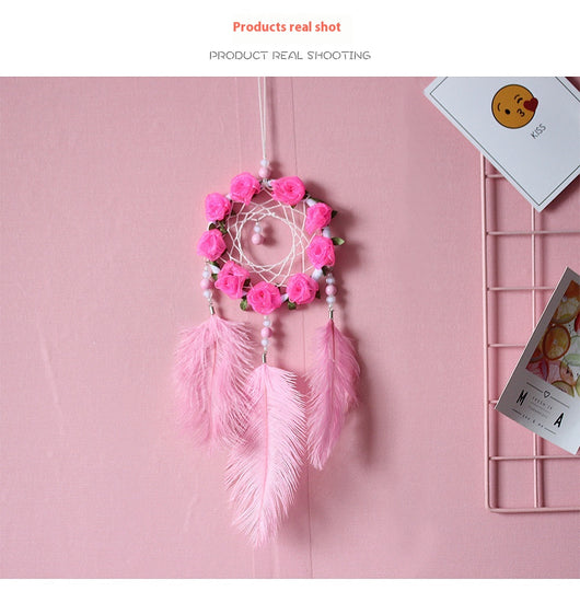 Atrapasueños con Plumas de Avestruz Rosa - Carillón Decorativo para Habitación - Image 18