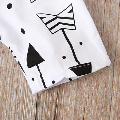 Enterizo Infantil Verano con Capucha, Estampado de Flechas Gris y Blanco - Image 7