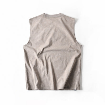 Camiseta Sin Mangas de Algodón Lavado Vintage para Hombre - Image 8