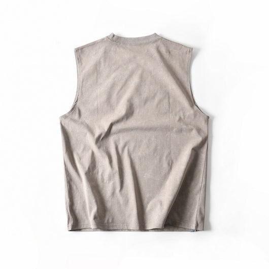 Camiseta Sin Mangas de Algodón Lavado Vintage para Hombre - Image 8