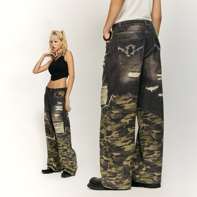 Pantalones Jeans Rectos Holgados con Estampado Digital Barba de Gato - Image 3