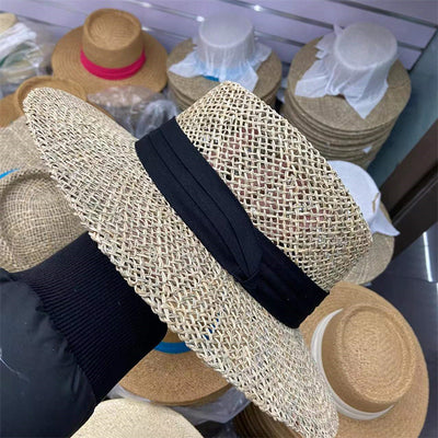 Sombrero de Paja Retro Británico para Mujer con Ala Plana - Image 16
