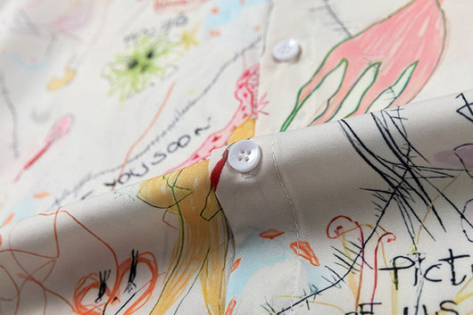 Camisa Suelta Estampado Graffiti Manga Corta para Hombre - Image 11