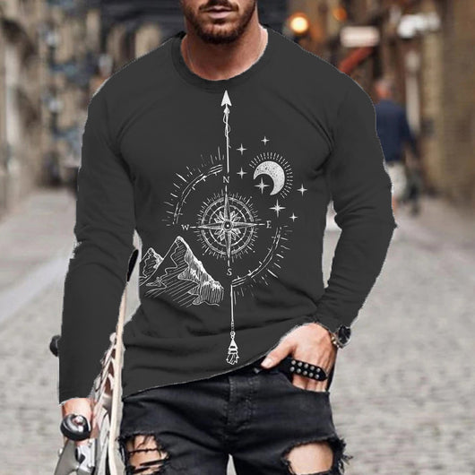 Playera Holgada Cuello Redondo Estampado Digital Manga Larga