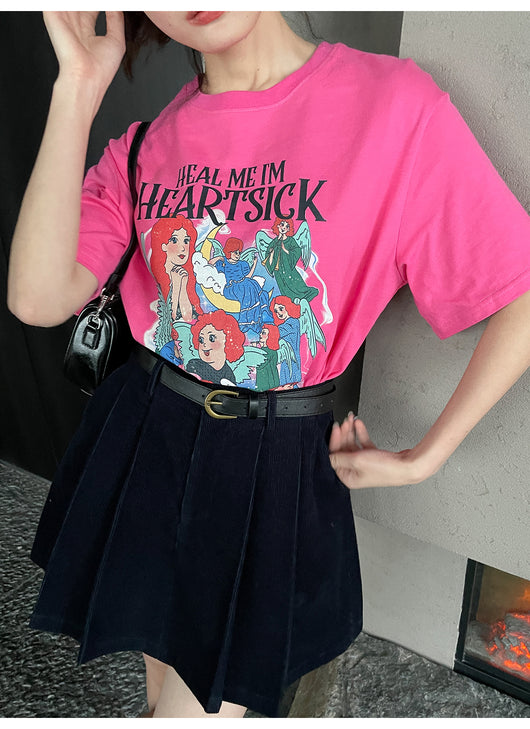 Playera Estampada Suelta y Ajustada para Mujer - Cuello Redondo Manga Corta - Image 42