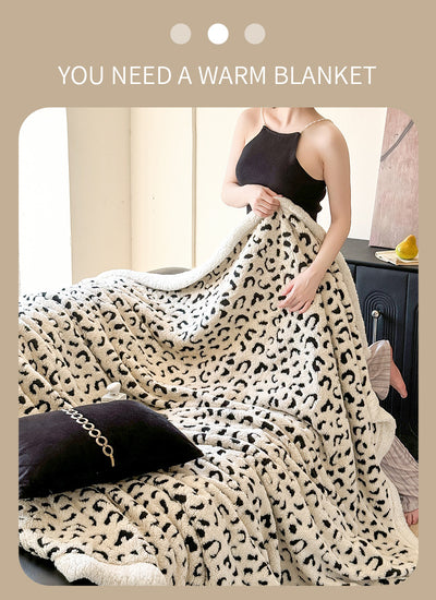 Manta de Tafetán Jacquard Estampado Leopardo Doble Capa - Image 18