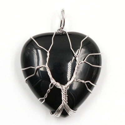 Colgante Corazón Melocotón Cristal Natural Árbol de la Vida para Parejas - Image 3