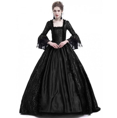 Traje de Corte Medieval Elegante con Trompetas Bordadas - Image 4