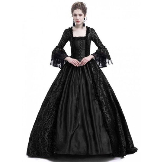 Traje de Corte Medieval Elegante con Trompetas Bordadas - Image 4