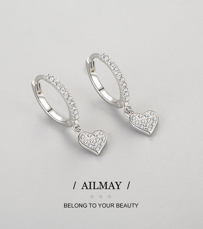 Aretes de Plata 925 con Diamantes en Forma de Corazón - Image 6