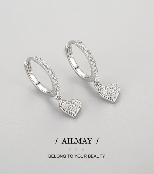Aretes de Plata 925 con Diamantes en Forma de Corazón - Image 6