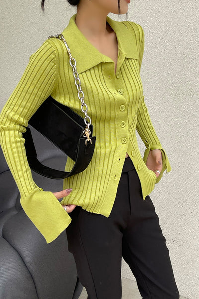 Suéter Tejido Denso con Cuello Solapa y Puños de Trompeta - Abrigo Base Invierno Mujer - Image 13