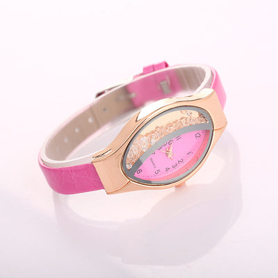 Reloj de Mujer Forma Ojo Cuarzo con Correa Quicksand y Perlas Giratorias - Image 7