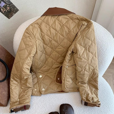 Chaqueta de Lana con Cuello Solapa y Detalles de Costura Escocesa para Mujer - Image 2