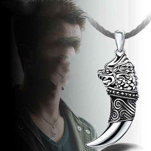 Collar Tailandés Vintage Plata de Ley para Hombre con Dientes Puntiagudos