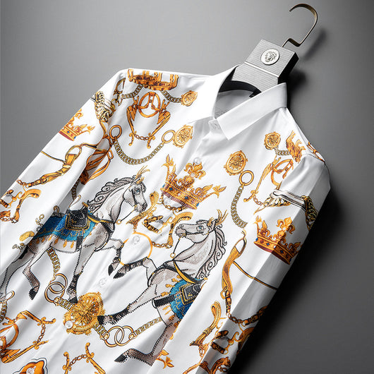 Camisa Manga Larga Estampada con Cristales - Sin Planchado - Image 13