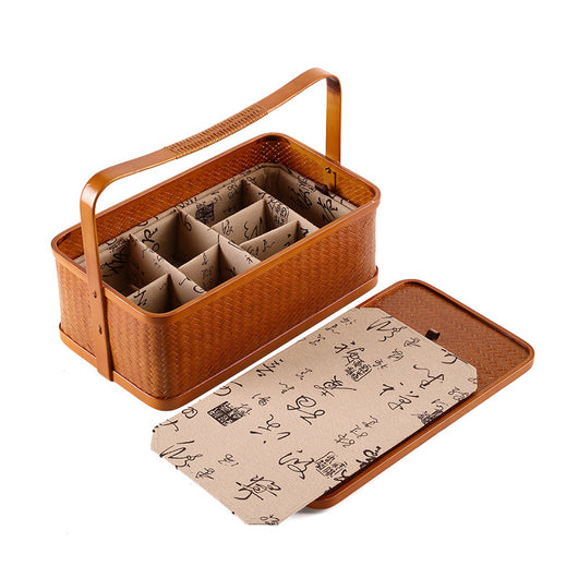 Contenedor Hermético de Bambú Rectangular Doble Capa con Tapa - Caja Portátil para Alimentos y Té - Image 12