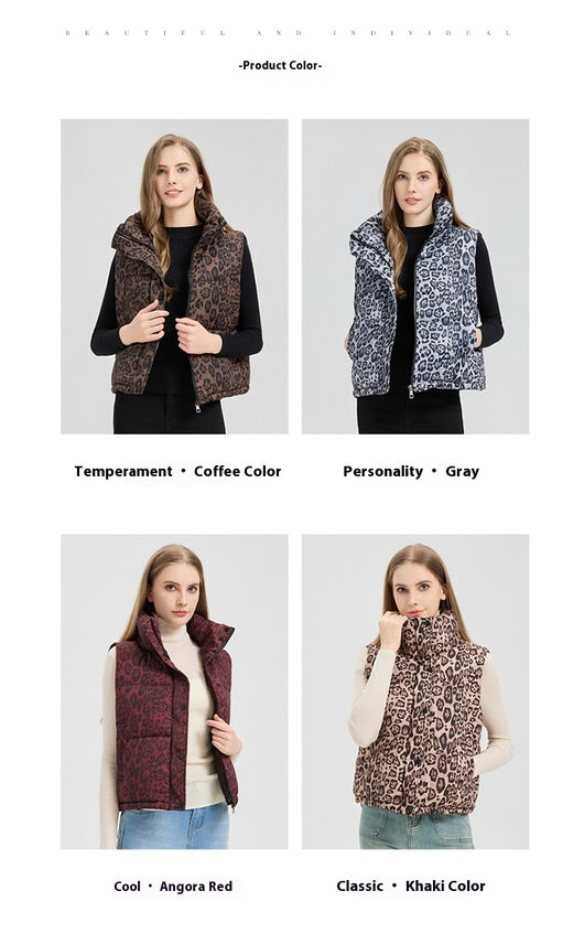 Chaleco de Algodón Estampado Leopardo con Cuello Mao - Image 17