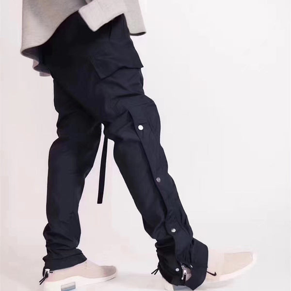 Pantalones de Nylon con Cinta Decorativa y Cierre Velcro