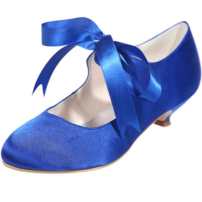 Zapatos de Baile Satinados con Cordones - Tacón Bajo Versátil y Elegante - Image 5