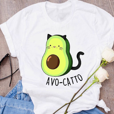 Camiseta Unisex Estampado Aguacate - Diseño Creativo Verano Holgada