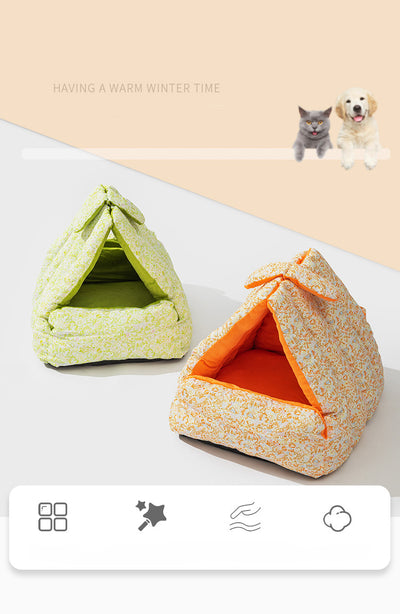 Nido Triangular para Mascotas - Cama Semiencerrada Reversible Todo Clima - Image 8