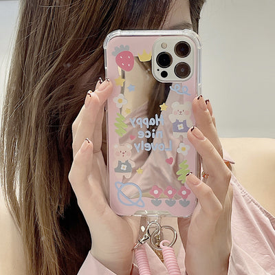 Funda TPU Espejo para Celular Osito Cartoon con Correa - Image 7
