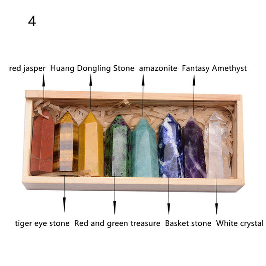 Set de Puntas de Cristal Natural Cuarzo Blanco con Caja de Madera de 8 Colores - Image 9