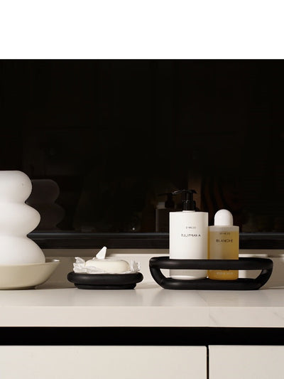 Organizador de Baño Moderno - Canasta Almacenamiento Blanco y Negro