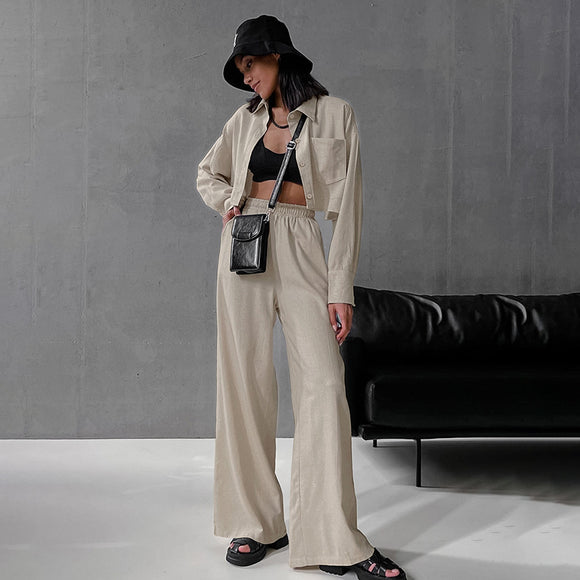 Conjunto Dos Piezas Pantalón y Camisa Suelta Casual
