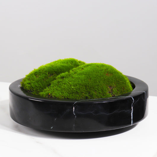 Mesa de Té Chino con Borde de Mármol y Maceta de Flores Eternas Simuladas - Image 3
