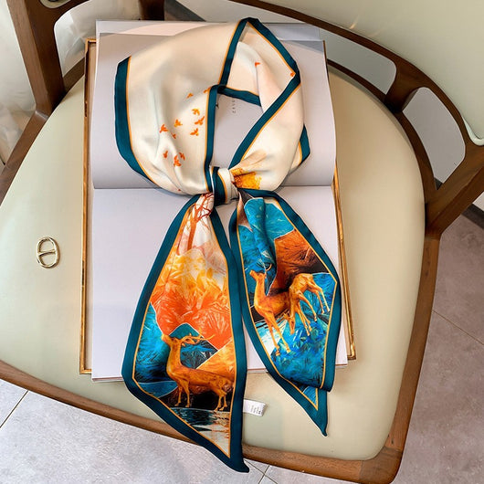 Pañuelo de Seda Estampado Vintage para Mujer